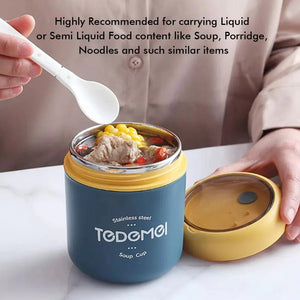 Stainless Steel Soup Lunch Box /Tiffin with Insulated Vertical Tiffin Bag with detachable Spoon for Kids and Adults, Blue - Little Surprise BoxStainless Steel Soup Lunch Box /Tiffin with Insulated Vertical Tiffin Bag with detachable Spoon for Kids and Adults, Blue