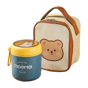 Stainless Steel Soup Lunch Box /Tiffin with Insulated Vertical Tiffin Bag with detachable Spoon for Kids and Adults, Blue - Little Surprise BoxStainless Steel Soup Lunch Box /Tiffin with Insulated Vertical Tiffin Bag with detachable Spoon for Kids and Adults, Blue