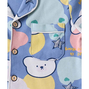 Starry Bear Outline print soft Cotton Kids Nightsuit - 3 - 4 Years Nightsuits