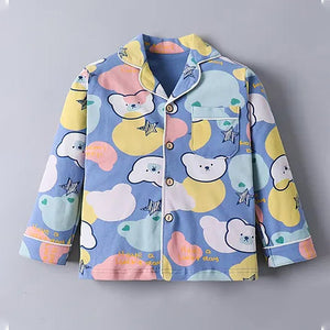 Starry Bear Outline print soft Cotton Kids Nightsuit - 3 - 4 Years Nightsuits