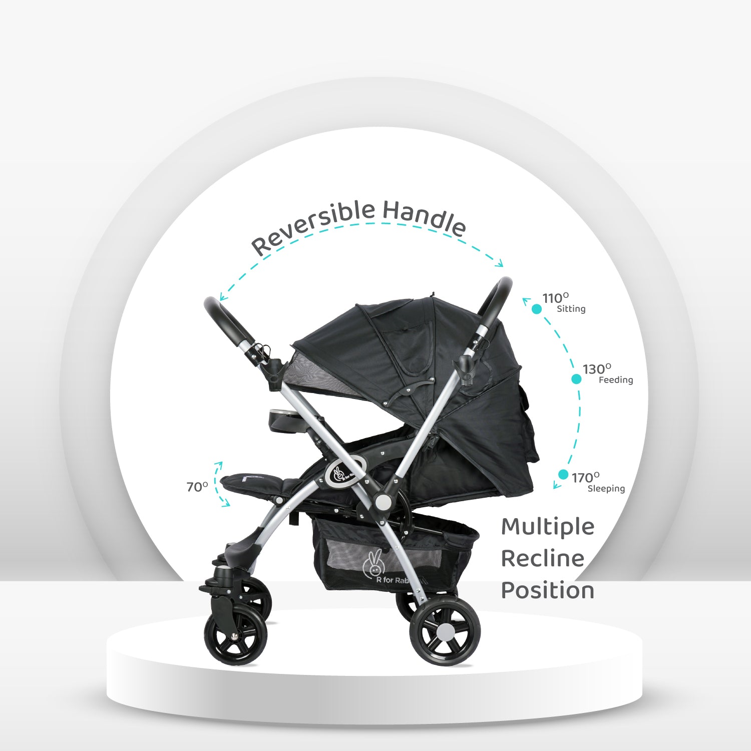 R for Rabbit Chocolate Ride Baby Strollers- Black Grey