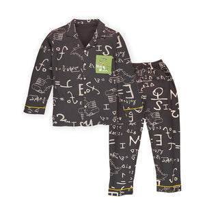 Steel Grey Alphabets soft Cotton Kids Nightsuit - 5 - 6 Years Nightsuits