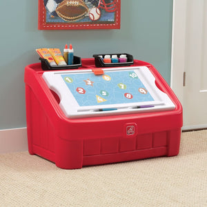 Step2 2-In-1 Toy Box & Art Lid (Red) | Kids Toy Box - Children Furniture