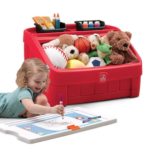 Step2 2-In-1 Toy Box & Art Lid (Red) | Kids Toy Box - Children Furniture