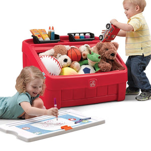 Step2 2-In-1 Toy Box & Art Lid (Red) | Kids Toy Box - Children Furniture