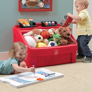 Step2 2-In-1 Toy Box & Art Lid (Red) | Kids Toy Box - Children Furniture