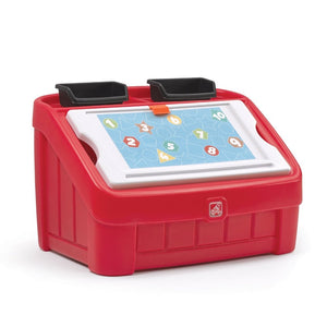 Step2 2-In-1 Toy Box & Art Lid (Red) | Kids Toy Box - Children Furniture