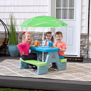 Step2 Sun & Shade Picnic Table with Umbrella | Kids Picnic Table - Picnic Table