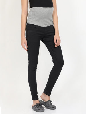 Stretchable Denims with Belly Support- Black - DENSBL-BLK-S