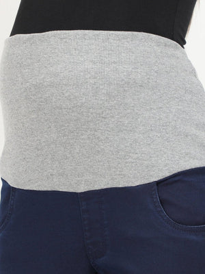 Stretchable Denims with Belly Support- Navy Blue - DENSBL-BLU-S