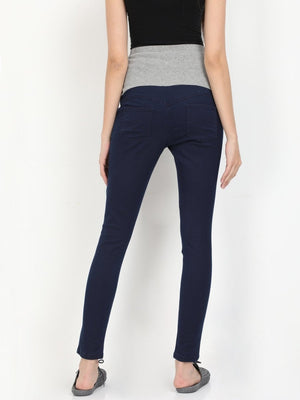 Stretchable Denims with Belly Support- Navy Blue - DENSBL-BLU-S