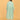 Back view of green striped long maternity shacket with gathered waist detail and three-quarter sleeves.