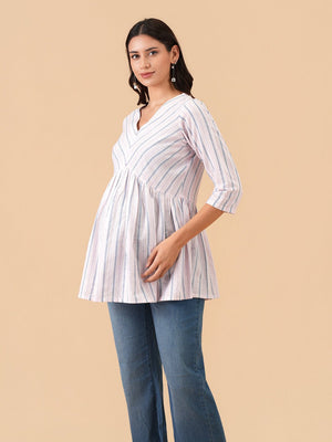 Stripe Ease Maternity and Nursing Top - S Maternity and Nursing Tops