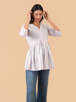 Stripe Ease Maternity and Nursing Top - S Maternity and Nursing Tops