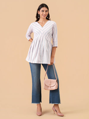 Stripe Ease Maternity and Nursing Top - S Maternity and Nursing Tops