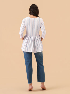 Stripe Ease Maternity and Nursing Top - S Maternity and Nursing Tops