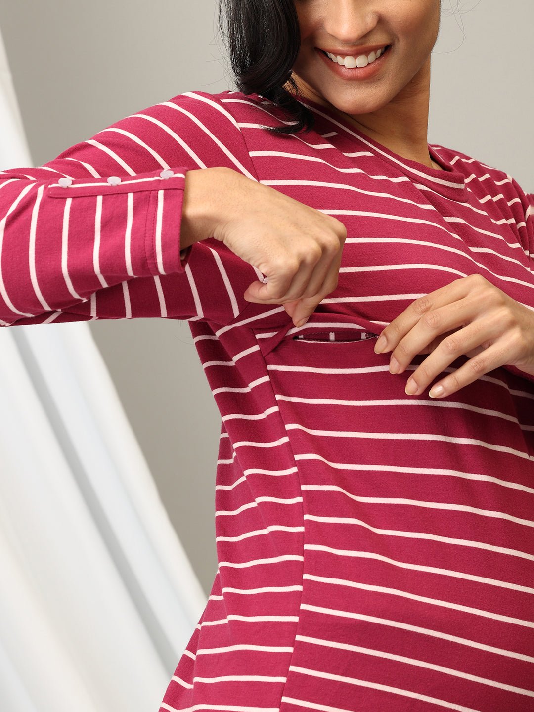 Stripe It Rich Maternity and Nursing Sweatshirt - MNSWT - SD - STIR - M
