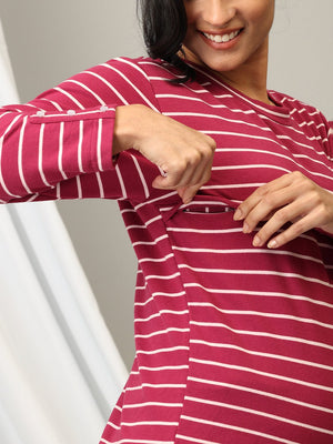 Stripe It Rich Maternity and Nursing Sweatshirt - MNSWT - SD - STIR - M