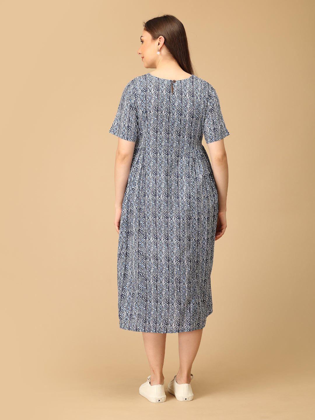 Stripe - Navy - a Maternity and Nursing Dress - DRS - SK - FLNVA - S