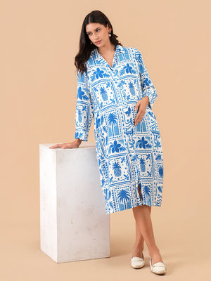 Strollin’ in Santorini Maternity and Nursing Shirt Dress - S Maternity Casual Dress
