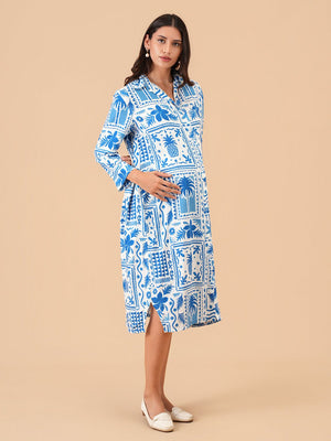 Strollin’ in Santorini Maternity and Nursing Shirt Dress - S Maternity Casual Dress