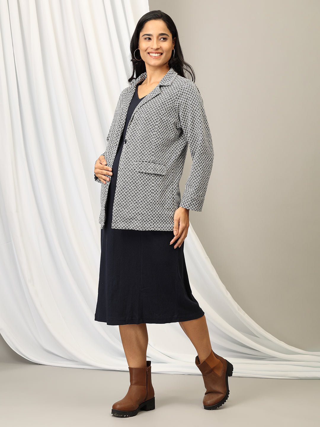 Styled to Wow Maternity and Nursing Shacket Dress - DRS - SD - STLTW - S