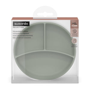Suavinex 1 Divider Plate Silicone Green 6M to 18m - Bowls & Plates