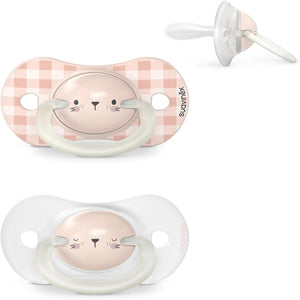 Suavinex Pacifier Glow-In-The-dark Silicone Rabbit Birth to 6M Pack of 2 - Pacifiers, Teethers & Rattles
