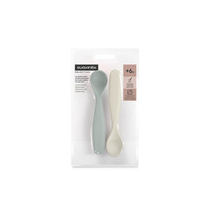 Suavinex Spoon Set Silicone 6M to 18M - Green Baby Feeding Sets & Utensils