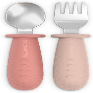 Suavinex Spoon Set Silicone and Steel 6M to 18m - Pink Spoon Set