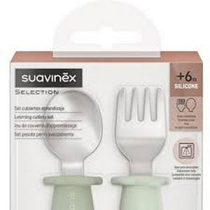 Suavinex Spoon Set Silicone and Steel 6M to 18m - Green Spoon Set