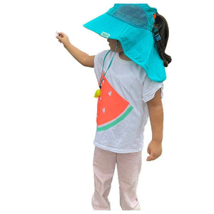 Summer Hat with wide Neck Flap for Kids, (3-10yrs), Teal Dino - Little Surprise BoxSummer Hat with wide Neck Flap for Kids, (3-10yrs), Teal Dino