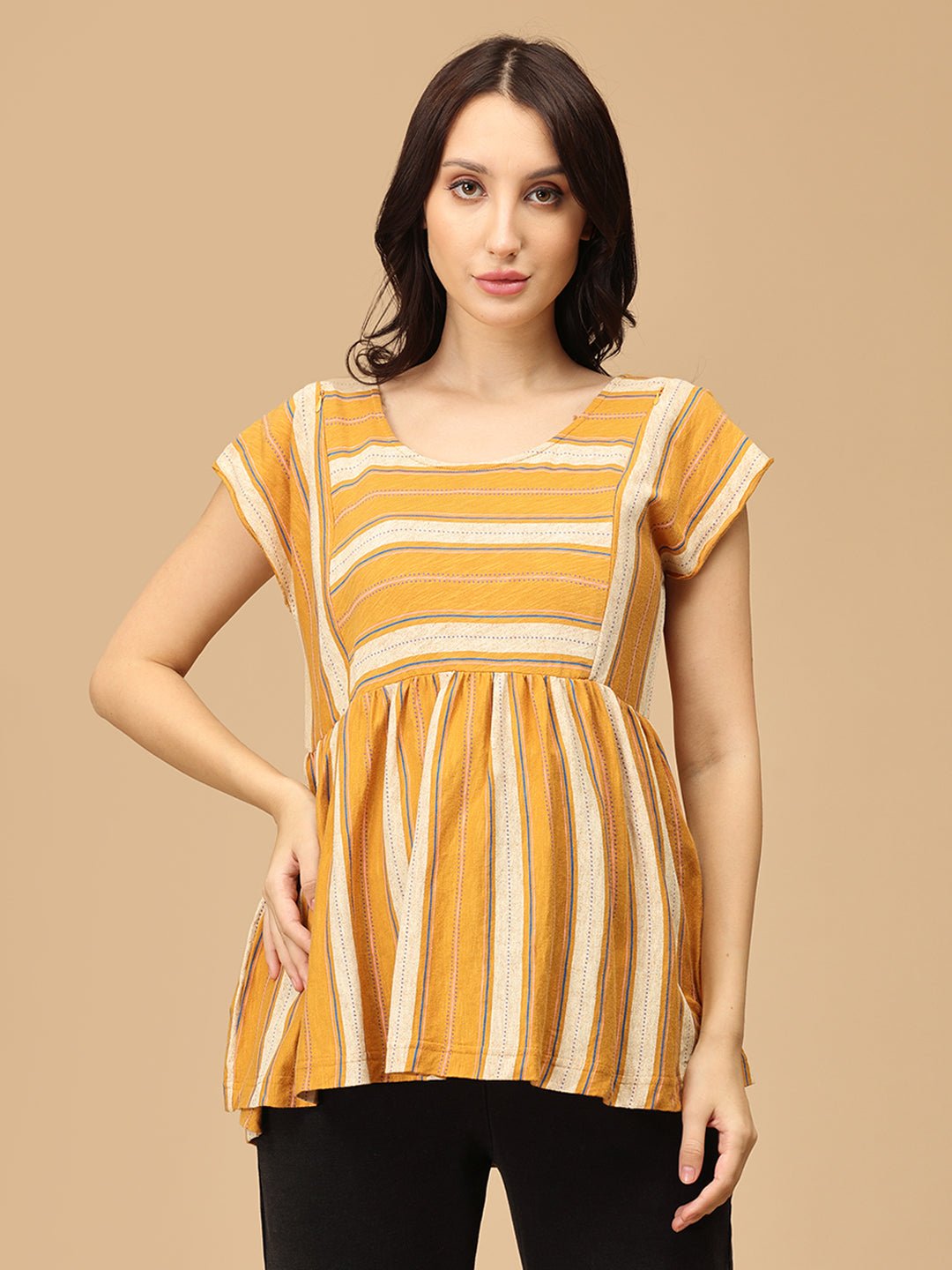 Sunburst Stripes Maternity and Nursing Top - MAT - SD - SNBRS - M