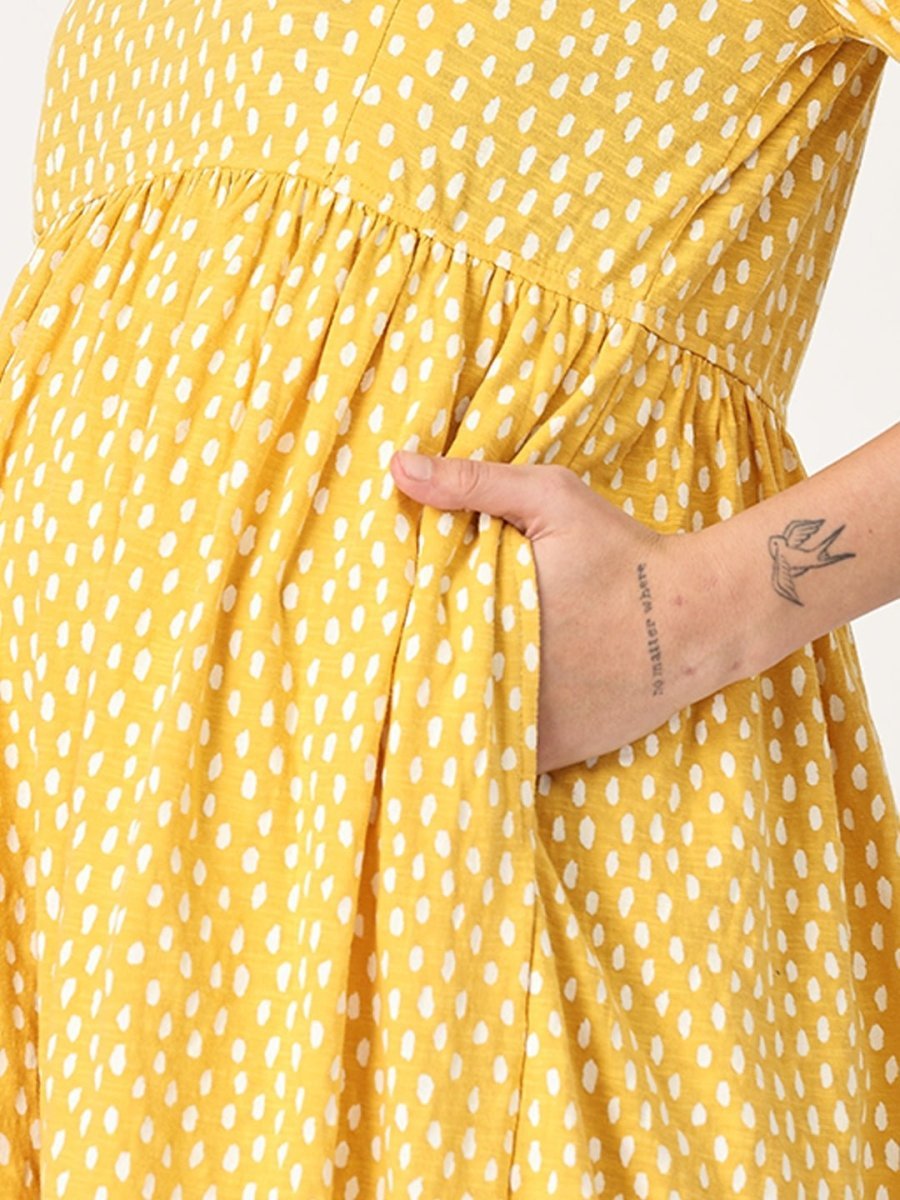 Sundress Polka Dot Maternity and Nursing Dress - DRS-YLPLD-S
