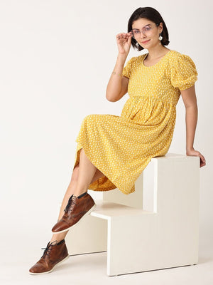 Sundress Polka Dot Maternity and Nursing Dress - DRS-YLPLD-S