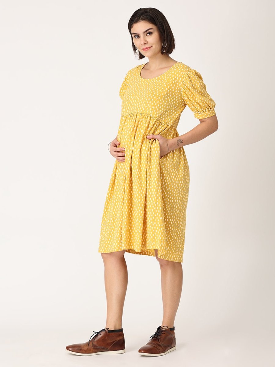 Sundress Polka Dot Maternity and Nursing Dress - DRS-YLPLD-S
