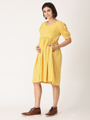 Sundress Polka Dot Maternity and Nursing Dress - DRS-YLPLD-S