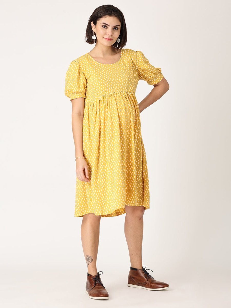 Sundress Polka Dot Maternity and Nursing Dress - DRS-YLPLD-S