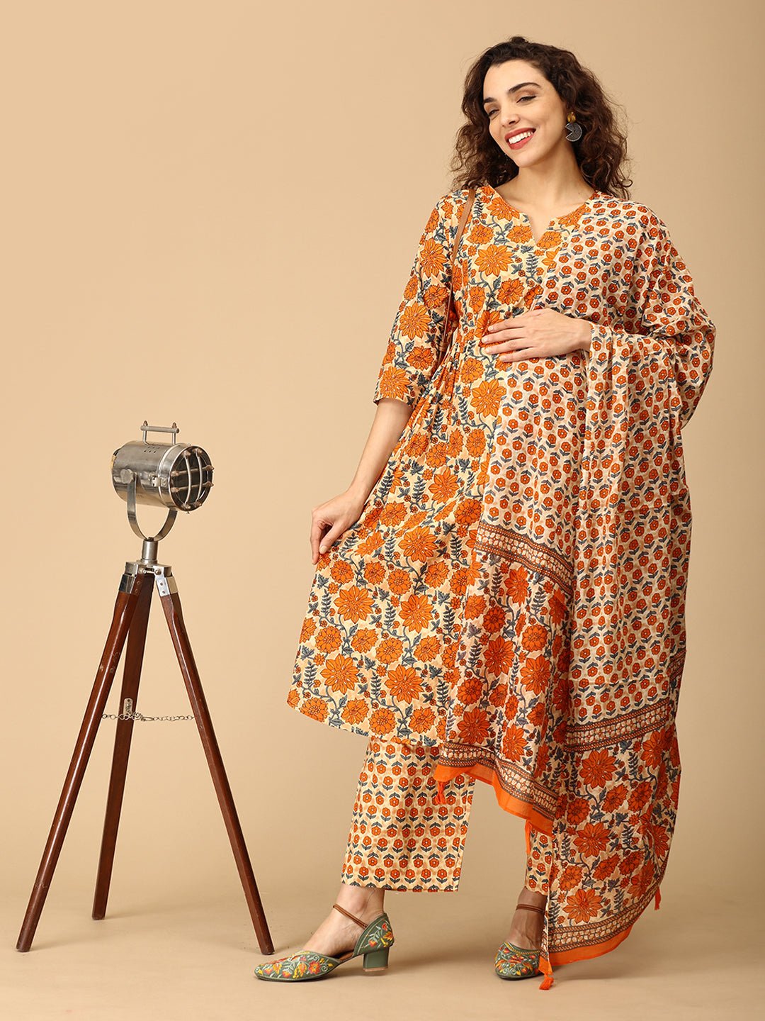 Sunehri Saaz Maternity and Nursing Kurta Set With Dupatta - MEW - SK - SNSZ - S