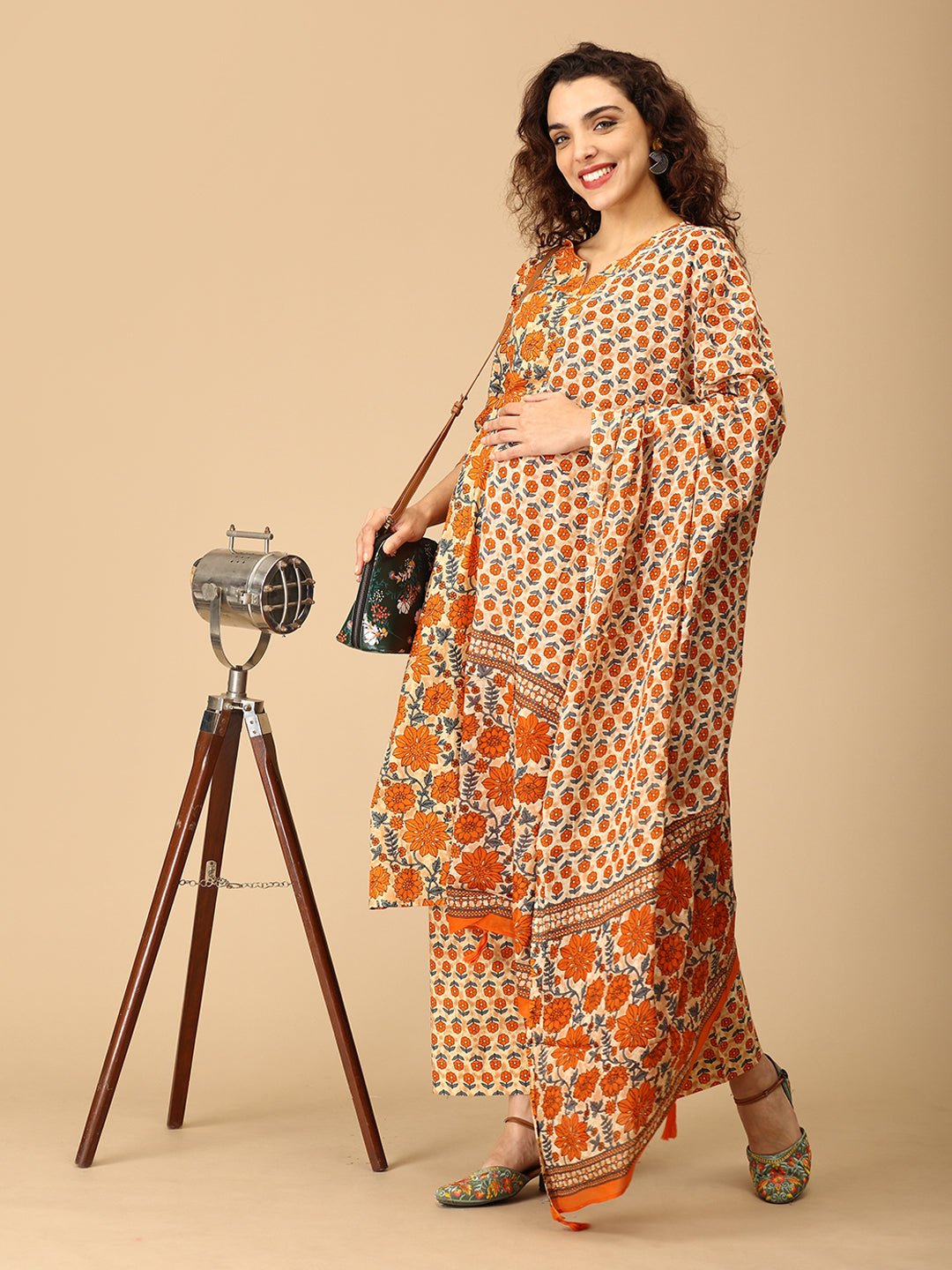 Sunehri Saaz Maternity and Nursing Kurta Set With Dupatta - MEW - SK - SNSZ - S