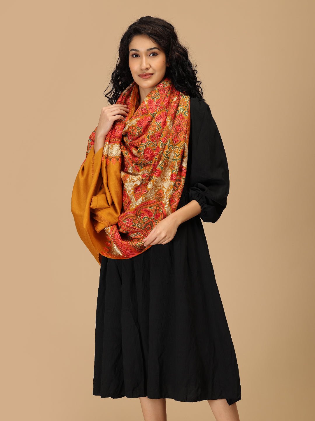 Sunehri Stitches Embroidered Woolen Stoles - Onesize Winter Stoles