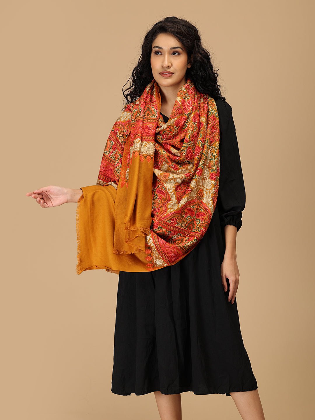 Sunehri Stitches Embroidered Woolen Stoles - Onesize Winter Stoles