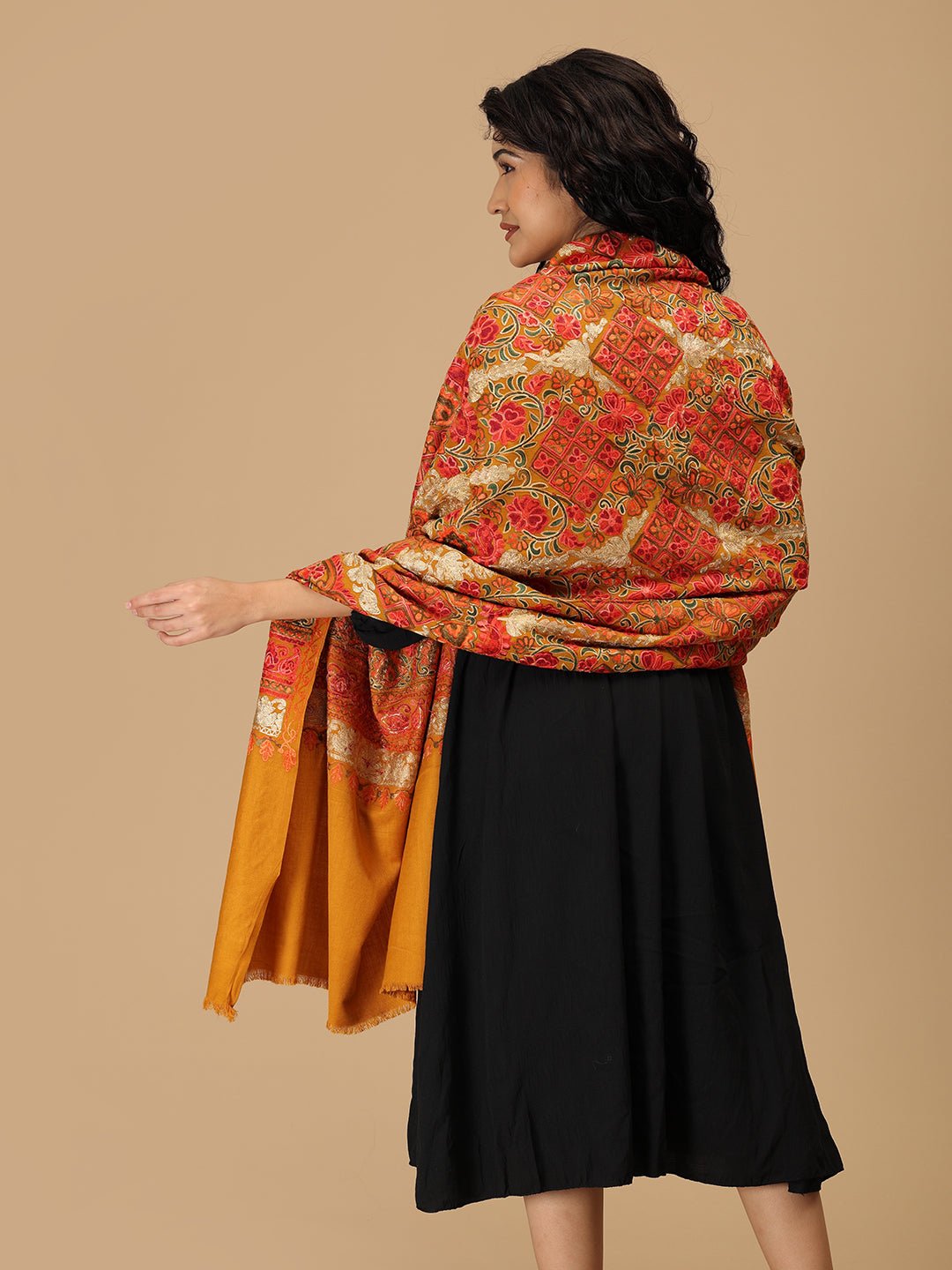 Sunehri Stitches Embroidered Woolen Stoles - Onesize Winter Stoles