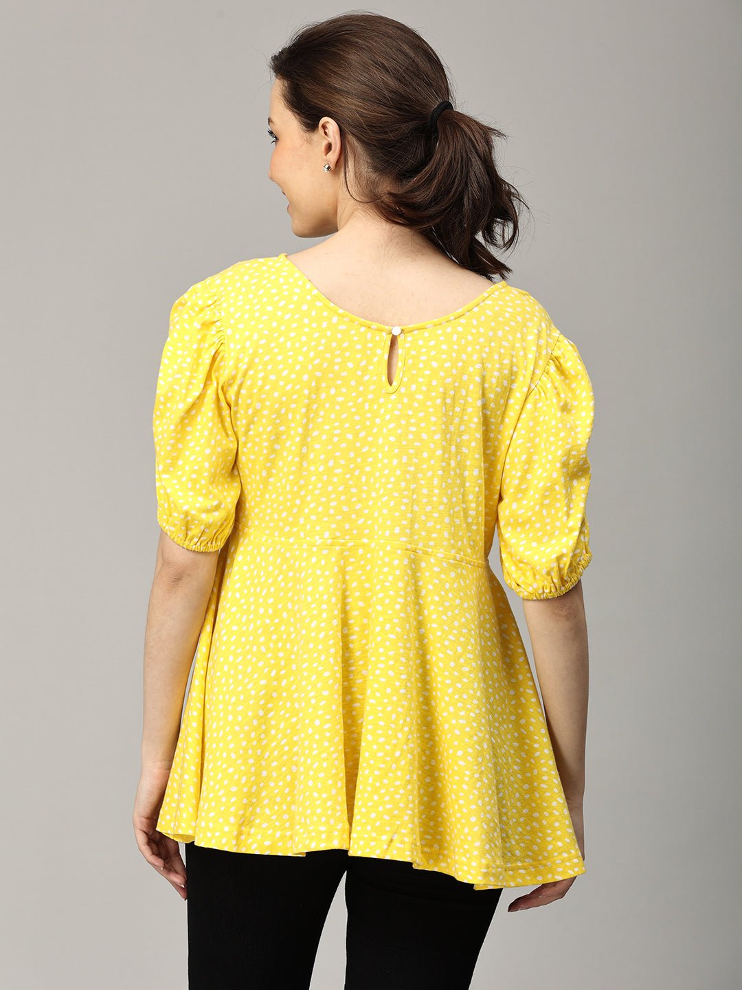 Sunny Spot Puff Sleeve Maternity and Nursing Top - MAT - SD - SNSP - S
