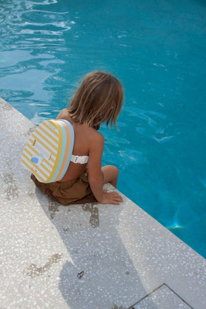 SUNNYLIFE Bubble Back Float Sid the Seagull Mustard Stripe - S51BBFMS