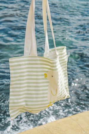 SUNNYLIFE Kids Canvas Beach Bag Duck Sage Stripe - S51KCBGR