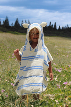 SUNNYLIFE Kids Character Hooded Towel Sid the Seagull Blue Stripe - S51KHTBL