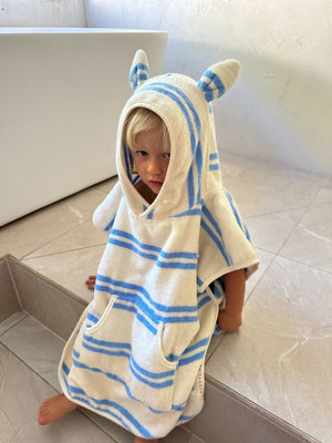 SUNNYLIFE Kids Character Hooded Towel Sid the Seagull Blue Stripe - S51KHTBL