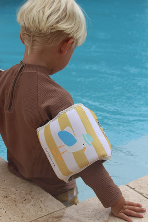 SUNNYLIFE Kids Inflatable Arm Bands Sid the Seagull Mustard Stripe - S51NABMS