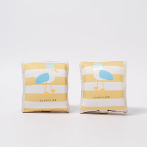 SUNNYLIFE Kids Inflatable Arm Bands Sid the Seagull Mustard Stripe - S51NABMS